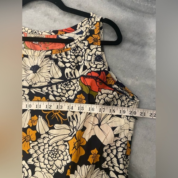 NWT Apsara Size XL Navy Blue Cream Sleeveless Side Zip Cotton Cosmos Midi Dress - Picture 8 of 10